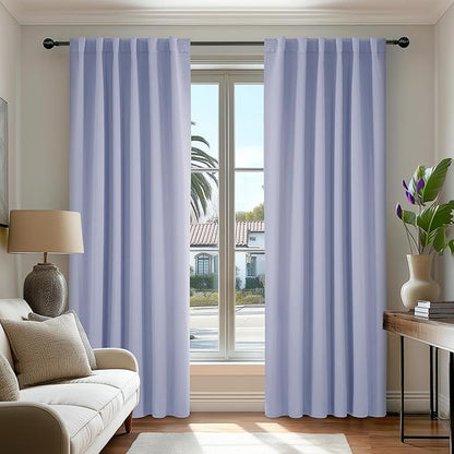 Deconovo Blackout Curtains, Thermal Insulated, W52 x L108 2 Panels, Back Tab, Machine Washable, Room-Darkening Drapes for Bedroom/Living Room Light Purple