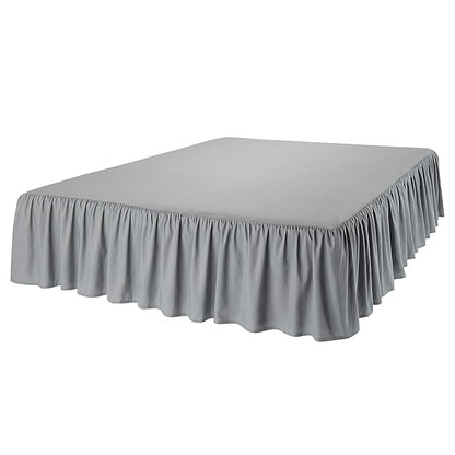 Amazon Basics Lightweight Ruffled Bed Skirt, Classic Style, Soft and Stylish 100% Microfiber With 16" Drop, Queen, Dark Grey, Solid