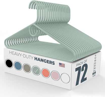 Neaties Heavy Duty Clothes Hangers 50+ Pack (72 Count) – Made in The USA – 8lb Capacity Plastic Hangers for Adult Clothing – Durable for Pants, Coats, Jackets, or Jeans – Mint