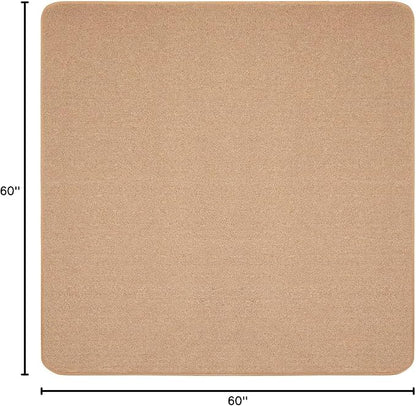 House, Home and More Skid-Resistant Carpet Indoor Area Rug Floor Mat - Pebble Beige - 5 Ft X 5 Ft - Non Slip Rubber Backing, Stain Resistant, Dog Friendly, Living Room Bedroom Kitchen Entryway
