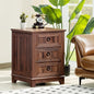 18" Farmhouse Night Stand with 3 Drawers, Wood End Table Dresser for Bedroom, Retro Nightstand, Bed Side Table with Metal Handle, Bedside Cabinet for Bedroom Living Room, Closet