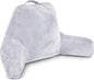 Husband Pillow Light Grey, Original Reading Pillow in Bed Rest Chair, Shredded Memory Foam Large Lounge Cushion Adult Backrest with Arms, Comfy Back Support for Sit Sitting Up, Wash/Removable Cover