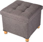 BRIAN & DANY 15 Inches Ottoman with Storage, Square Small Storage Ottoman Foot Rest with Legs, Ottomans Foot Stool for Dorm, Living Room, Entryway (Brown)