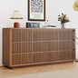 Fluted Long 9 Drawer Dresser, Large Mid Century Dresser for Bedroom, 58" Wide Vintage Chest of Drawers, Wood Closet Clothes Organizer, Walnut TV Stand for Living Room, Wooden, Brown
