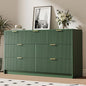 Green 7 Drawer Dresser for Bedroom, 55.9" Wide Modern Fluted Dresser with Gold Metal Handles, Wide Chest of Drawers for Bedroom, Living Room, Entryway, Hallway