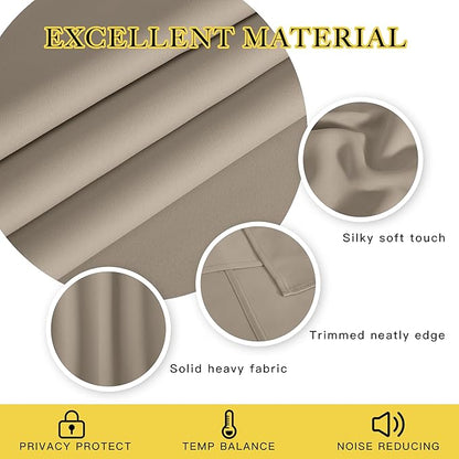 NICETOWN Blackout Patio Curtains 100 x 144 Inches Long for Sliding Door Extral Wide Blackout Curtain Panels Thermal Insulated Room Divider - Grommet Top, 100" W x 144" L, 1 Panel, Taupe