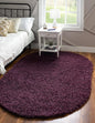 Unique Loom Solid Shag Collection Area Rug (5' 1" x 8' Oval, Eggplant Purple)