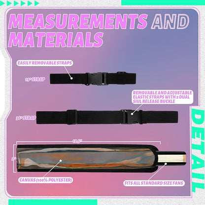 Summer Rave Fan Thigh Holster Rave Fan Holder Folding Hand Pouch Foldable Sleeves with Waist Belt for Thigh Party