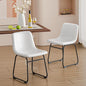 Dining Chairs Set of 2, 18 Inch Kitchen Chairs with Back, Faux Leather Armless Dining Room Chairs with Metal Legs for Home, Bistro Coffee Shops (White)