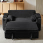 68" Corduroy Convertible Sofa Bed with USB, Storage Armrests & Pillows – 3-in-1 Foldable Sleeper Chair Floor Couch for Living Room, Bedroom, Guest Room (ZY-1109-Black)