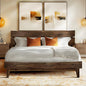 Acacia Aurora Bed Frame with Headboard Solid Wood Foundation, Queen Bed Frame, Contemporary Signature Solid Wood Foundation Compatible with All Mattress Types, Non-Slip and Noise-Free, Chocolate