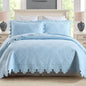 MarCielo 3-Piece 100% Cotton Oversized Bedspread Lightweight Quilt Coverlet Embroidery Farmhouse Bedding Set (TK Light Blue, Oversized Queen (100"x106"))
