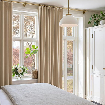 Lazzzy Cream Blackout Velvet Curtains 96 Inches Long Thermal Insulated Room Darkening Curtain Drapes Luxury Back Tab Window Treatments for Bedroom Living Room 2 Panels, 52 x 96 Inch, Latte