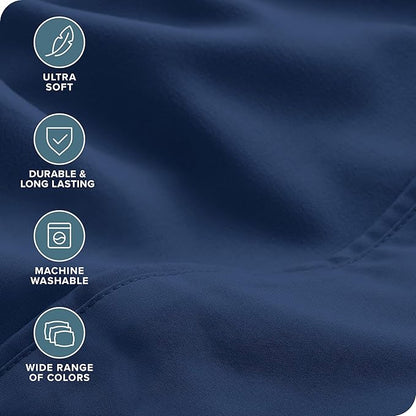 Bare Home Hotel Luxury Full Sheet Set, Extra Soft - 6 Piece Set - Deep Pockets - Easy Fit - Cooling & Breathable - Wrinkle, Fade, Stain Resistant - Includes 4 Pillowcases (Full, Dark Blue)