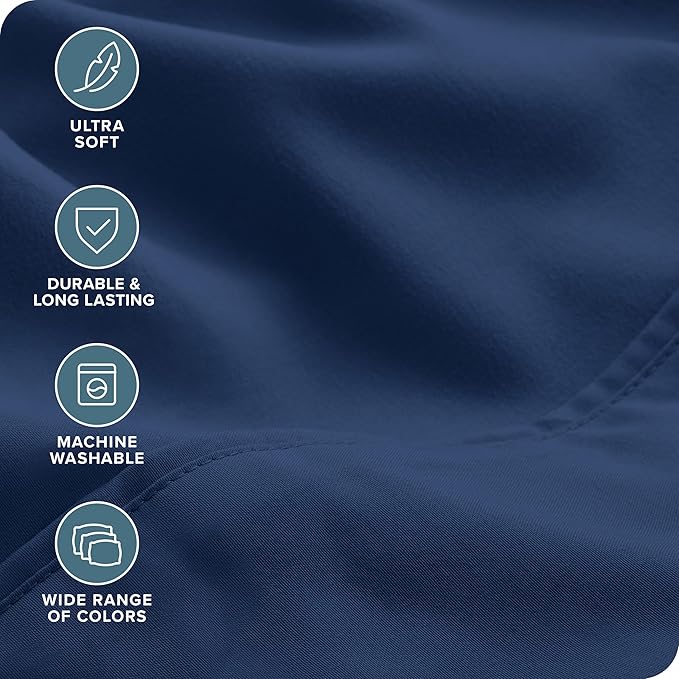 Bare Home Hotel Luxury Full XL Sheet Set, Extra Soft - 6 Piece Set - Deep Pockets - Easy Fit - Cooling & Breathable - Wrinkle, Fade, Stain Resistant - Includes 4 Pillowcases (Full XL, Dark Blue)