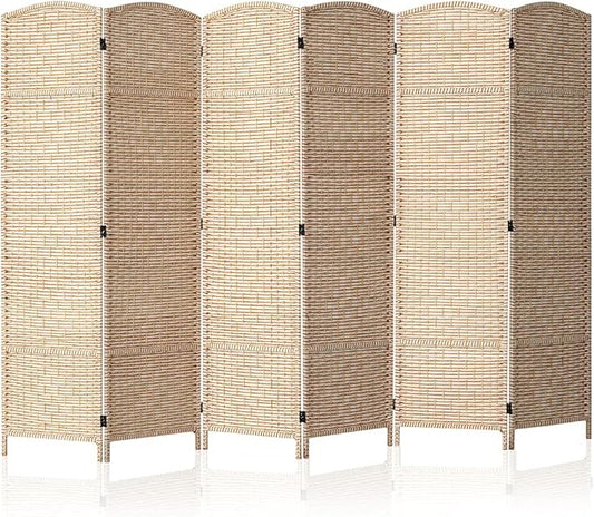 JOSTYLE 6ft. Tall Extra Wide , Folding Privacy Screens with Diamond Double-Weave and Freestanding Room Dividers (Stripe, 6-Panel)