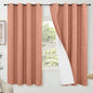 60 Inch Wide Linen Blackout Fall Curtains for Bedroom, Terracotta Curtains 63 Inch Long 2 Panels, Total Black Out Thermal Insulated Energy Saving Boho Window Drapes, 60x63 Inch 2 Panels