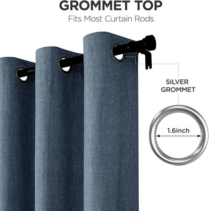 Joydeco Blackout Curtains 95 Inches Long 2 Panels Burg, Room Darkening Curtains for Bedroom, 100% Black Out Textured Thermal Drapes Privacy Protection 2 Panels Set(W52 x L95 Inch, Navy Blue)