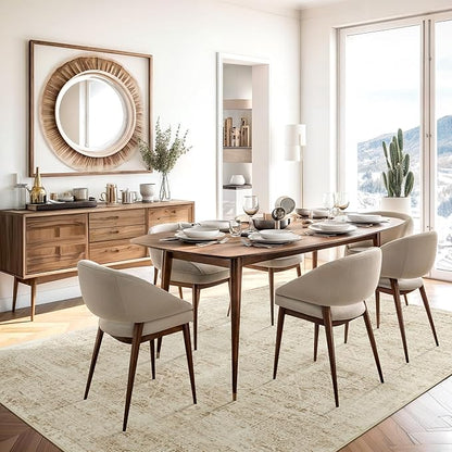 6x9 Area Rug for Living Room Floral Washable Non-Slip Modern Rugs for Bedroom Dinning Room Ultra-Thin Indoor Brown