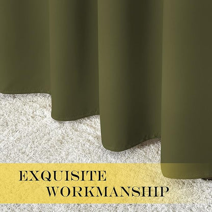 NICETOWN Blackout Curtain Blind Window Panel - (Olive Green Color) Home Decor Window Treatment Drape Modern Design Drapery for Patio Door Room, 52Wx84L,1 Panel