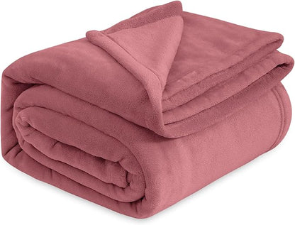Bedsure GentleSoft Fleece Bed Blankets Queen Size Dusty Rose - Soft Lightweight Plush Fuzzy Cozy Luxury Blanket Microfiber, 90x90 inches
