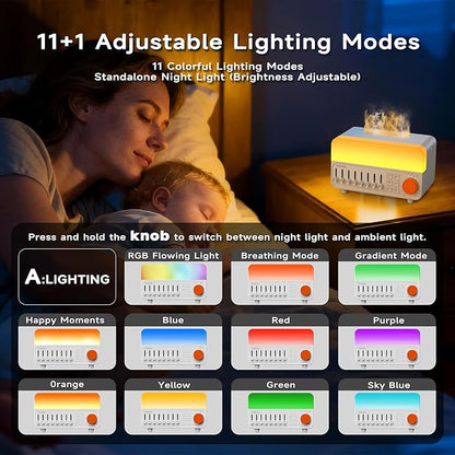 2026 4-in-1 Aroma Essential Oil Diffuser with Bluetooth Speaker Function, Humidifier, 12 Colors Night Light with 8 Nature Sounds, White Noise & Timer for Bedroom, Baby, Adults, and Kids (White)