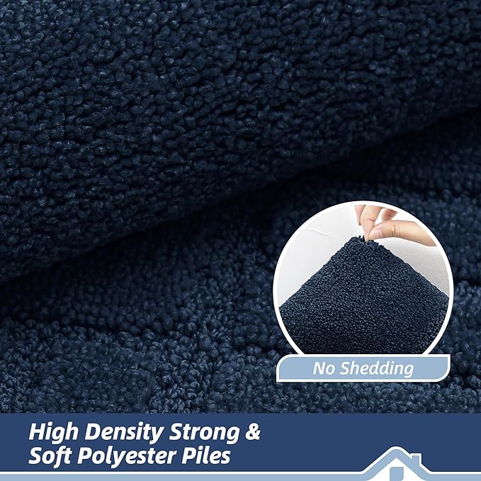 BEQHAUSE Door-Mat-Non-Slip Dirt Trapper Door Mats Low-Profile Front Door Mat Absorbent Floor Mats for Entryway Washable Mud Resistant Home Entrance Doormat,Navy Blue,24"x36"