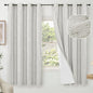 60 Inch Wide Linen Blackout Curtains for Bedroom 63 Inch Length 2 Panels, Total Black Out Thermal Insulated Energy Efficiency Grommet Boho Window Drapes White Liner for Modern Farmhouse, Light Grey