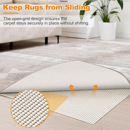 Songrey Non-Slip Rug Pad 8x10 FT, Extra Thick Carpet Pads for Hard Surfaces, Prevents Sliding and Secures Rugs, Provides Floor Protection with Comfort Cushioning