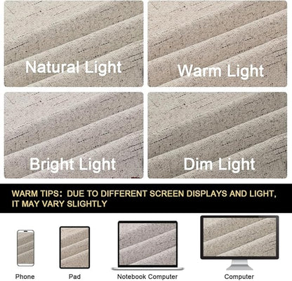 PrinceDeco 100% Black Out Curtains 63 Inch Length,Thermal Insulated Short Textured Grommets Curtains 2 Panels Set,Noise Reducing Window Treatment with White Liner, 52" W x 63" L,Stone