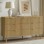 LYNSOM 55" Wide Fluted Dresser for Bedroom with 7 Drawer, Modern Chest of Drawers with Curved Profile Design and Metal Handles, Wood Dresser TV Stand & Storage Organizer for Living Room, Oak