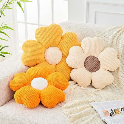 Kcvvcr Flower Throw Pillow, Cute Flower Shaped Pillow Decorative Throw Pillow for Bed Couch, Soft Daisy Pillows Floor Seating Cushion Cushions (19.6 Inch Orange)
