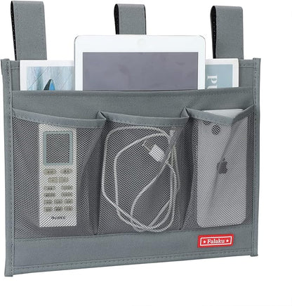 Falaku Hanging Bedside Caddy,Bedside Organizer Caddy for Bed Rails(4 Pockets-Grey)