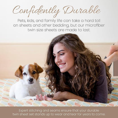 Linen Market Double-Brushed Patterned Microfiber Twin Sheet Set 3 Piece – Oeko-TEX Certified Ultra Soft & Wrinkle-Free - 16" Deep Pocket Sheets - Easy Care Twin Size - Fall Foliage Yellow