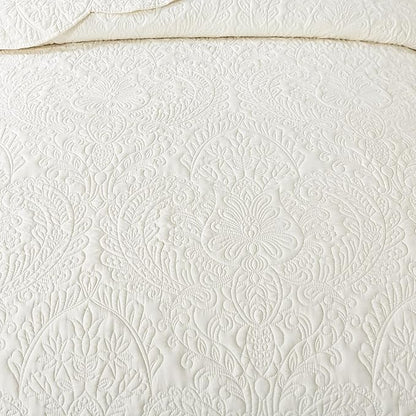 HoneiLife Oversized Queen Bedspreads 110x106- Queen Size Quilt Bedding Sets 3-Piece, Reversible Coverlets Lightweight Bedlinen Set for All Season Use-Beige