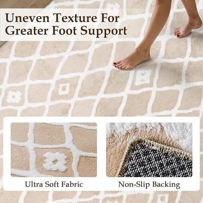 Beige 4x6 Area Rug Moroccan Shag Office Washable Carpet Soft Non Shedding Neutral Boho Doormat Plush Pile Modern Throw Rug for Entryway Kitchen Dining Room Bedroom Living Room