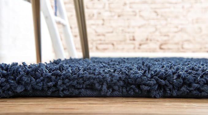 Unique Loom Solid Shag Collection Area Rug (2' 6" x 13' 1" Runner, Sapphire Blue/ Navy Blue)