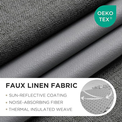 Joydeco Blackout Curtains 120 Inches Long 2 Panels Burg, Room Darkening Curtains for Bedroom, 100% Black Out Textured Thermal Drapes Privacy Protection 2 Panels Set(W52 x L120 Inch, Grey)