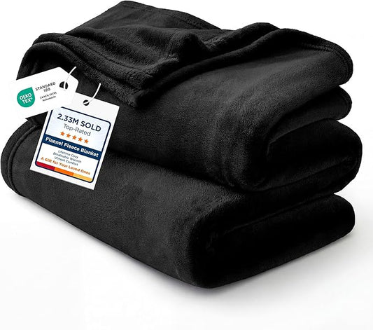 Bedsure GentleSoft Fleece Blankets Queen Size Black - Bed Blanket Soft Lightweight Plush Fuzzy Cozy Luxury Microfiber, 90x90 inches