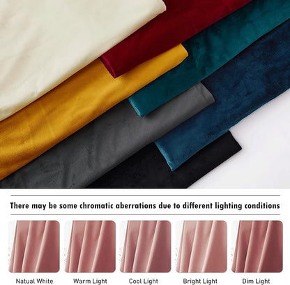 RYB Home Soft Velvet Curtain for Home Decoration, Wild Rose Room Darkening Window Curtains & Drapes Thermal Insluated Noise Reuding Vertical Shade for Sliding Door Home Office, W52 x L90 inch, 2 Pcs