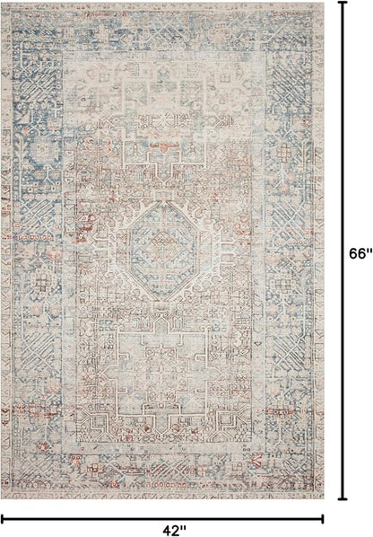 Loloi Chris Loves Julia Jules Collection JUL-07 Natural/Ocean 3'-6'' x 5'-6'', .13" Pile Height, Accent Rug