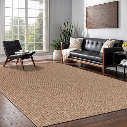 Easy Jute Rug 6x9 Indoor Outdoor Natural Rugs Solid Fiber Rug Woven Area Rug Boho Easy Clean Inside Carpet for Living Room Bedroom Dining Room Hallway or Outdoor Patio Porch (6 X 9 Natural)
