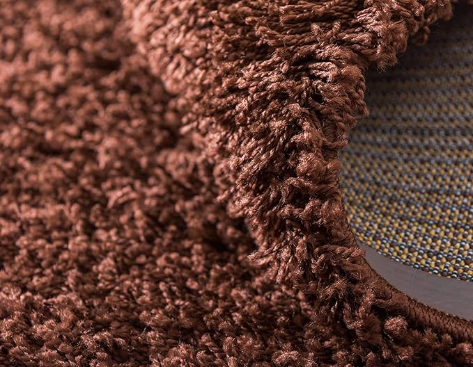 Unique Loom Solid Shag Collection Area Rug (7' 10" x 10' Rectangle, Chocolate Brown)