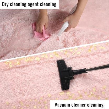PAGISOFE Pink Rugs for Girls Bedroom 4x6 Ft Fluffy Cute Girls Room Decor Aesthetic Area Rugs Kawaii Baby Nursery Rugs Plush Playroom Shag Teen Girl Rug Thick Fur Dorm Rug Living Room Carpet
