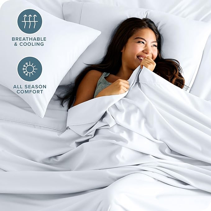 Bare Home Hotel Luxury Queen Sheet Set, Extra Soft - 6 Piece Set - Deep Pockets - Easy Fit - Cooling & Breathable - Wrinkle, Fade, Stain Resistant - Includes 4 Pillowcases (Queen, White)