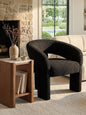 LukeAlon Modern Sherpa Accent Chair Barrel Back Armchair, Upholstered Lounge Chair for Living Room, Bedroom, Office, Waiting Rooms, Black