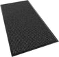 Front Door Mat, 48" x 24" Heavy Duty Indoor Outdoor Doormat, Non-Slip Welcome Mats for Entryway, Rubber Backing Low Profile Commercial Door Mats, Black Stripe
