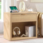 LEYAOYAO 31" Wide Fluted Nightstand with Charging Station, Oversized Extra Large 1 Drawer Night Stand with Golden Handle, Natural Wood Bedside Table Tall End Tables,for Bedroom, Living Room, Hallway