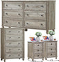 Farmhouse Dressers & Night Stand Set of 4, Wood 54" Wide Dresser & 45" Tall Chest of Drawers, 18" with Charging Station Nightstand Set of 2, Bedroom Furniture Dresser Set for Home Living Room Hallway