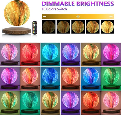 Levitating Moon Lamp, 18 Colors Galaxy Lamp with Touch Remote Control, Floating and Spinning in Air Freely, for Room Office Decor Creative Gift